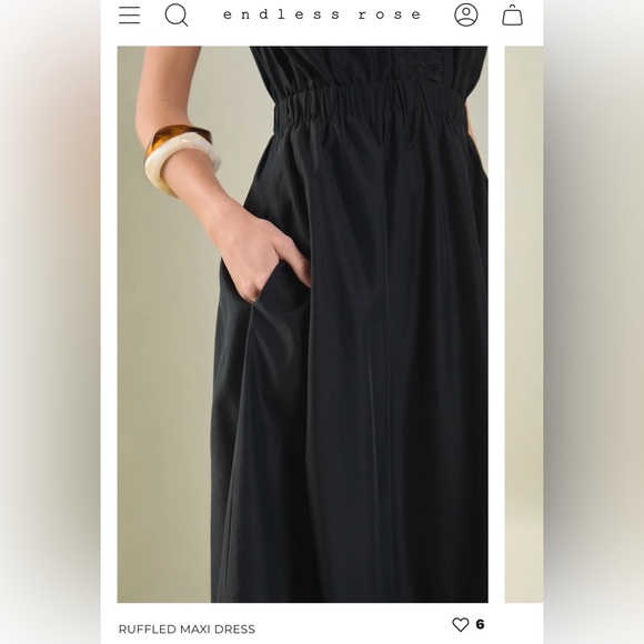 Endless Rose Black Ruffled Midi Dress Medium - Picture 6 of 7